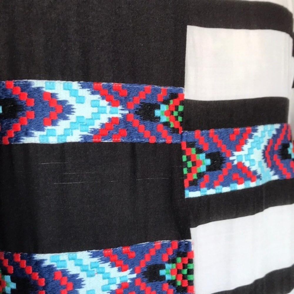 Anthro Floreat Fringed Latitudes Stripe Top Aztec - Picture 5 of 8